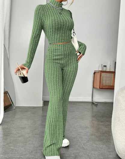 Pretyfy™ | Turtleneck & Wide-Leg Trousers Set