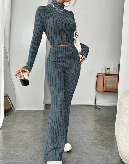 Pretyfy™ | Turtleneck & Wide-Leg Trousers Set